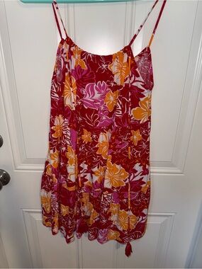 Roxy Floral Mini Dress Skirt - Red, Pink, Yellow